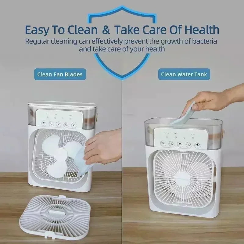 Ventilateur Rafraîchisseur 3-en-1 — Portable avec LED 7 Couleurs