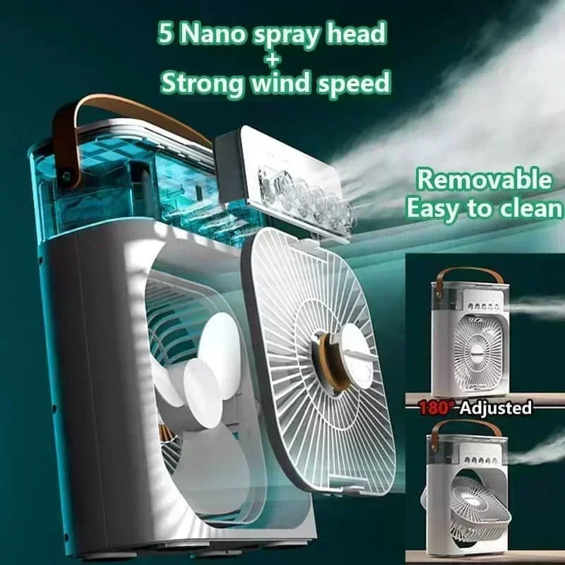 Ventilateur Rafraîchisseur 3-en-1 — Portable avec LED 7 Couleurs